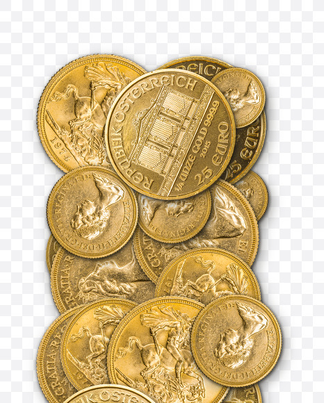 Letter I from Letter made from gold coins on Yellow Images Creative Fonts - S73952