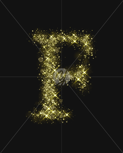 Letter F from Gold Glitter Font Letters and Numbers on Yellow Images Creative Fonts - S73997