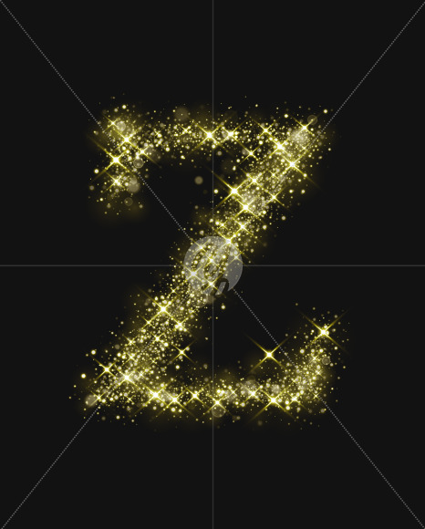 Letter Z from Gold Glitter Font Letters and Numbers on Yellow Images Creative Fonts - S74016