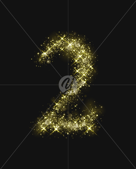 2 from Gold Glitter Font Letters and Numbers on Yellow Images Creative Fonts - S73984