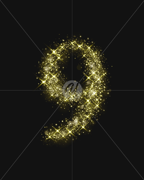 9 from Gold Glitter Font Letters and Numbers on Yellow Images Creative Fonts - S73991