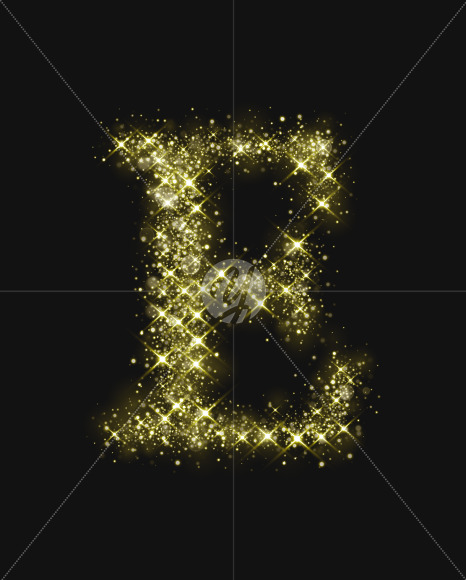 Letter E from Gold Glitter Font Letters and Numbers on Yellow Images Creative Fonts - S73996