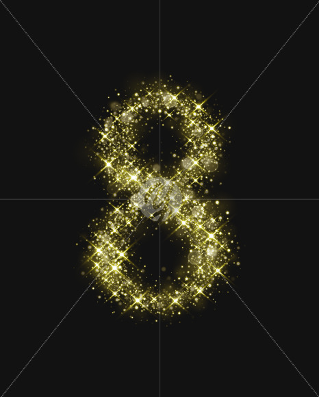 8 from Gold Glitter Font Letters and Numbers on Yellow Images Creative Fonts - S73990