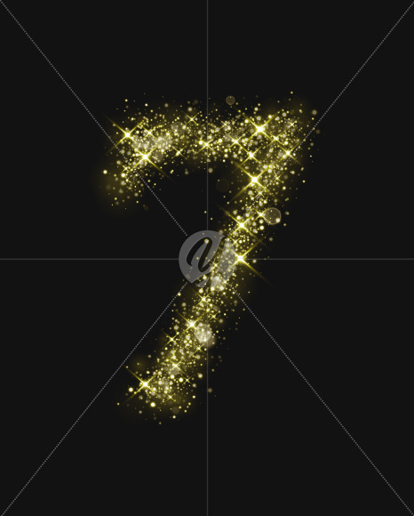 7 from Gold Glitter Font Letters and Numbers on Yellow Images Creative Fonts - S73989