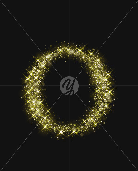 Letter O from Gold Glitter Font Letters and Numbers on Yellow Images Creative Fonts - S74006