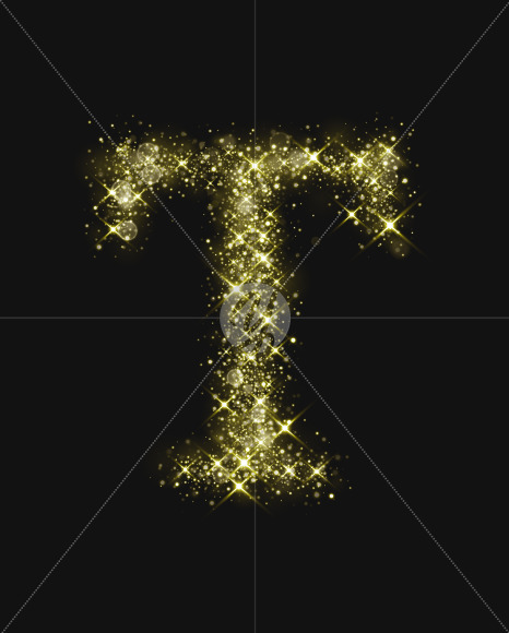 Letter T from Gold Glitter Font Letters and Numbers on Yellow Images Creative Fonts - S74010