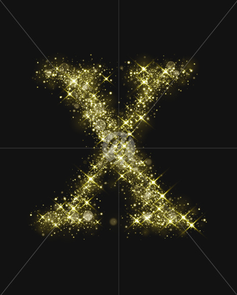 Letter X from Gold Glitter Font Letters and Numbers on Yellow Images Creative Fonts - S74014