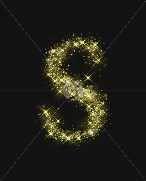 Letter S from Gold Glitter Font Letters and Numbers on Yellow Images Creative Fonts - S74009