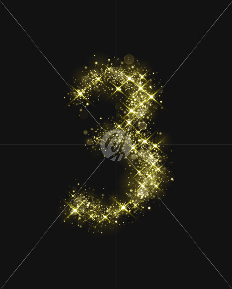 3 from Gold Glitter Font Letters and Numbers on Yellow Images Creative Fonts - S73985