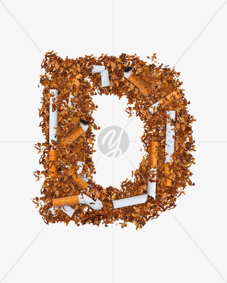 Letter D from Numbers and letters made of cigarettes on Yellow Images Creative Fonts - S74163