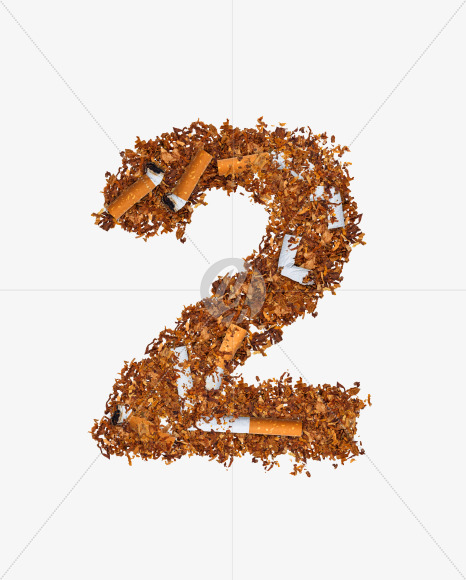 2 from Numbers and letters made of cigarettes on Yellow Images Creative Fonts - S74152