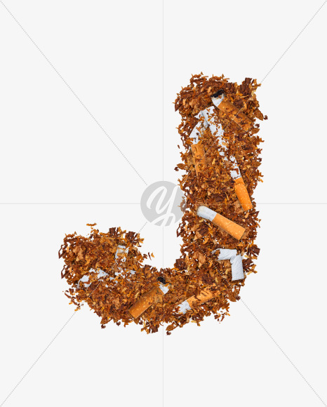 Letter J from Numbers and letters made of cigarettes on Yellow Images Creative Fonts - S74169