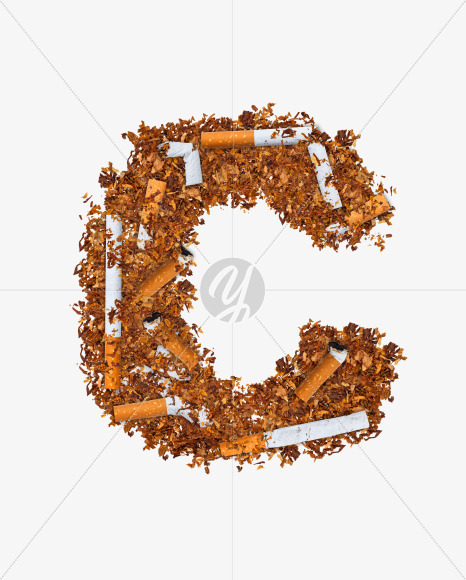 Letter C from Numbers and letters made of cigarettes on Yellow Images Creative Fonts - S74162