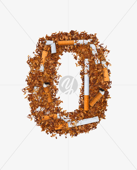 0 from Numbers and letters made of cigarettes on Yellow Images Creative Fonts - S74150