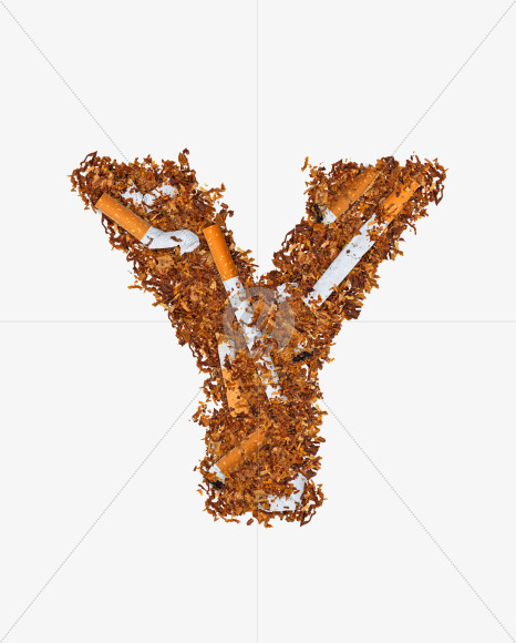 Letter Y from Numbers and letters made of cigarettes on Yellow Images Creative Fonts - S74184