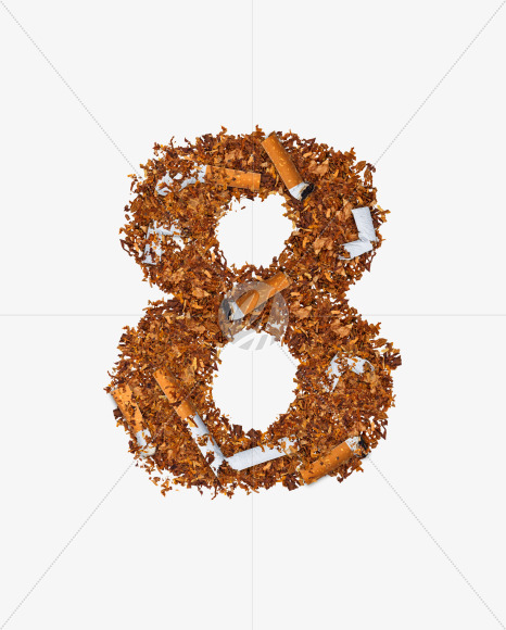 8 from Numbers and letters made of cigarettes on Yellow Images Creative Fonts - S74158