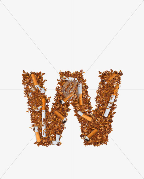 Letter W from Numbers and letters made of cigarettes on Yellow Images Creative Fonts - S74182