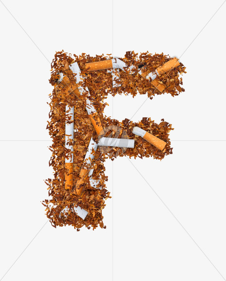 Letter F from Numbers and letters made of cigarettes on Yellow Images Creative Fonts - S74165