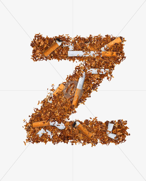 Letter Z from Numbers and letters made of cigarettes on Yellow Images Creative Fonts - S74185