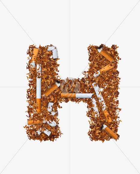 Letter H from Numbers and letters made of cigarettes on Yellow Images Creative Fonts - S74167