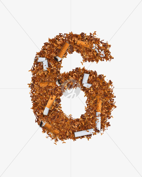 6 from Numbers and letters made of cigarettes on Yellow Images Creative Fonts - S74156