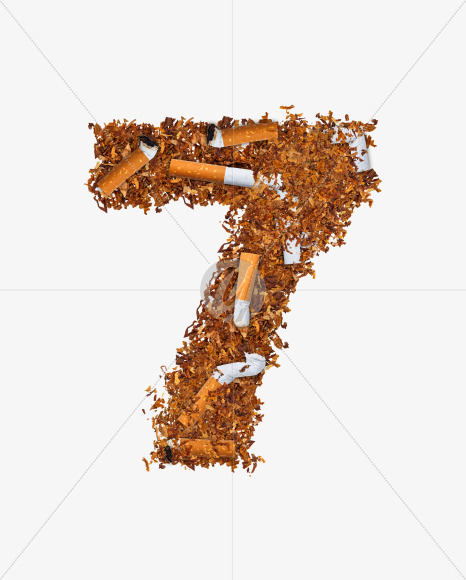 7 from Numbers and letters made of cigarettes on Yellow Images Creative Fonts - S74157