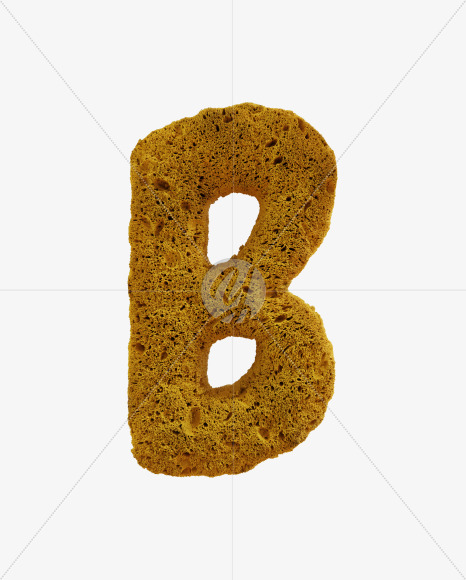 Letter B from Yellow sponge alphabet on Yellow Images Creative Fonts - S74218