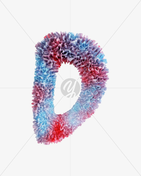 Letter D from Coral Reef alphabet on Yellow Images Creative Fonts - S74331