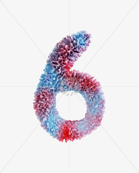 6 from Coral Reef alphabet on Yellow Images Creative Fonts - S74360