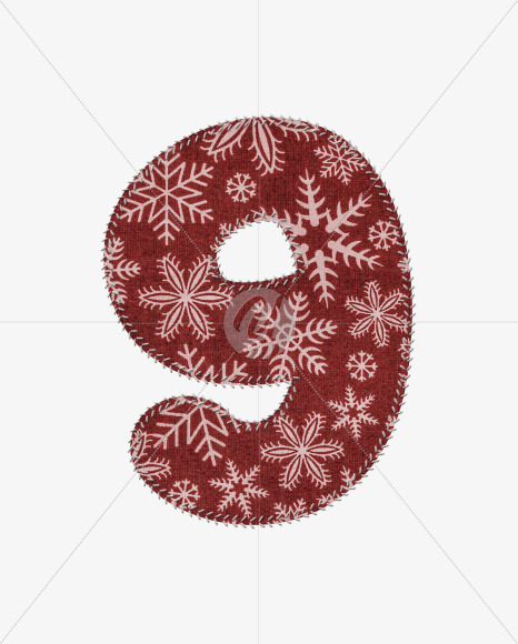 9 from Stitched christmas fabric alphabet on Yellow Images Creative Fonts - S74437