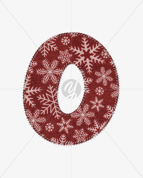 0 from Stitched christmas fabric alphabet on Yellow Images Creative Fonts - S74428