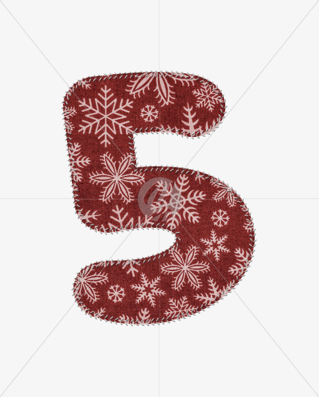 5 from Stitched christmas fabric alphabet on Yellow Images Creative Fonts - S74433