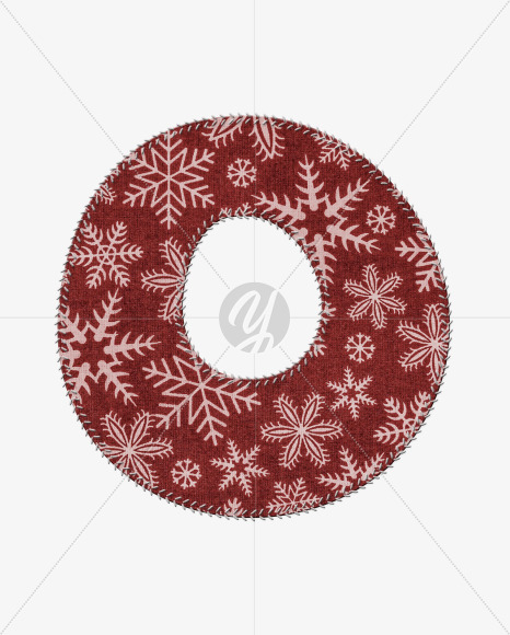 Letter O from Stitched christmas fabric alphabet on Yellow Images Creative Fonts - S74416