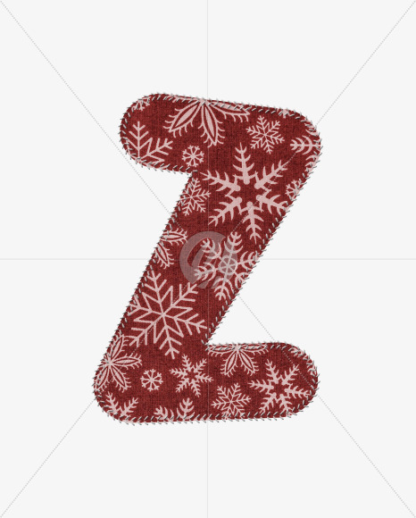 Letter Z from Stitched christmas fabric alphabet on Yellow Images Creative Fonts - S74427