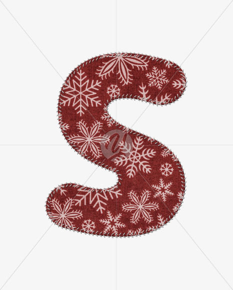 Letter S from Stitched christmas fabric alphabet on Yellow Images Creative Fonts - S74420