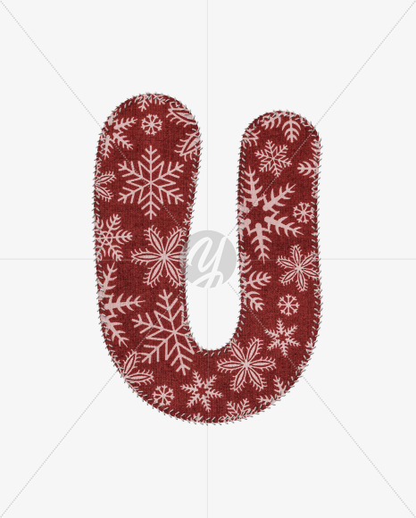 Letter U from Stitched christmas fabric alphabet on Yellow Images Creative Fonts - S74422