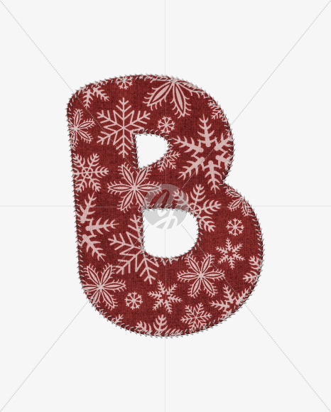 Letter B from Stitched christmas fabric alphabet on Yellow Images Creative Fonts - S74403