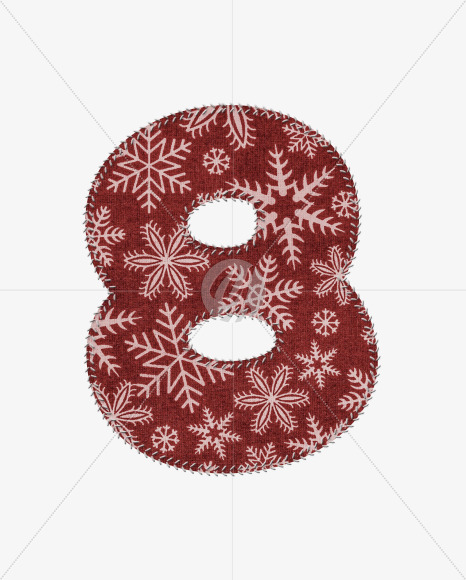 8 from Stitched christmas fabric alphabet on Yellow Images Creative Fonts - S74436