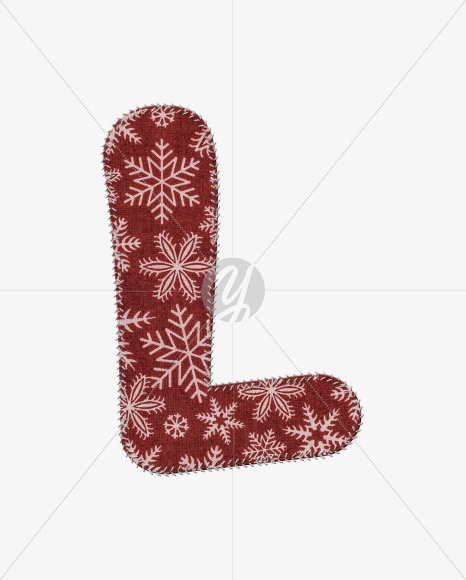 Letter L from Stitched christmas fabric alphabet on Yellow Images Creative Fonts - S74413