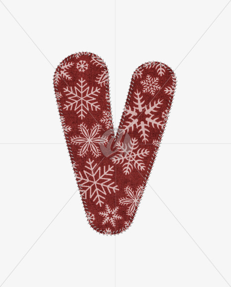 Letter V from Stitched christmas fabric alphabet on Yellow Images Creative Fonts - S74423