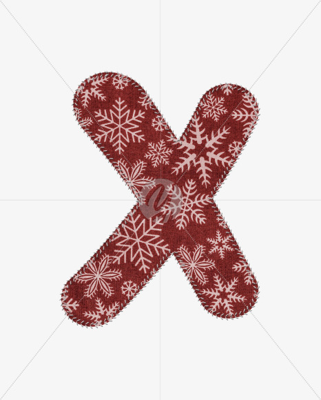 Letter X from Stitched christmas fabric alphabet on Yellow Images Creative Fonts - S74425