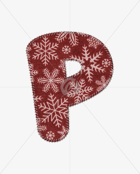 Letter P from Stitched christmas fabric alphabet on Yellow Images Creative Fonts - S74417