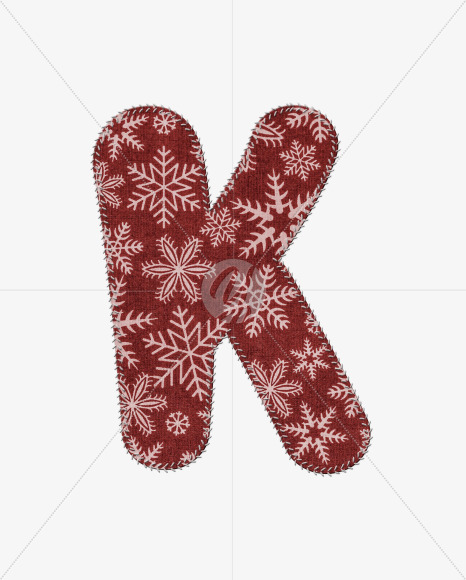 Letter K from Stitched christmas fabric alphabet on Yellow Images Creative Fonts - S74412