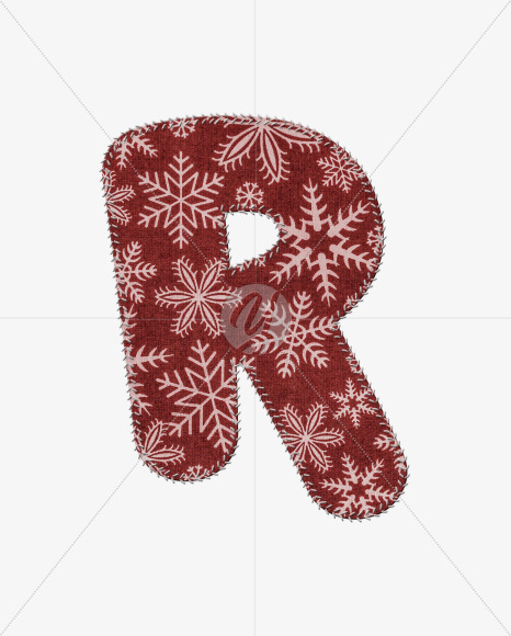 Letter R from Stitched christmas fabric alphabet on Yellow Images Creative Fonts - S74419