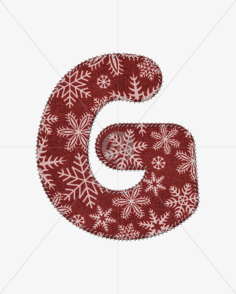 Letter G from Stitched christmas fabric alphabet on Yellow Images Creative Fonts - S74408