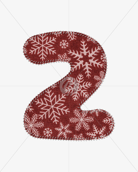 2 from Stitched christmas fabric alphabet on Yellow Images Creative Fonts - S74430