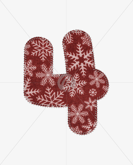 4 from Stitched christmas fabric alphabet on Yellow Images Creative Fonts - S74432