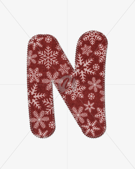 Letter N from Stitched christmas fabric alphabet on Yellow Images Creative Fonts - S74415