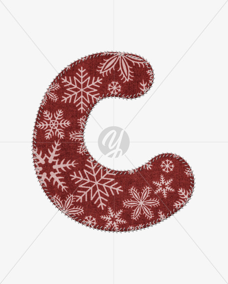 Letter C from Stitched christmas fabric alphabet on Yellow Images Creative Fonts - S74404