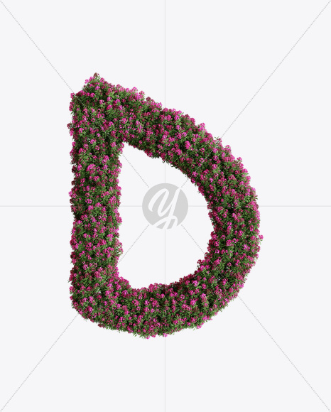 Letter D from Oleander flower alphabet on Yellow Images Creative Fonts - S74522